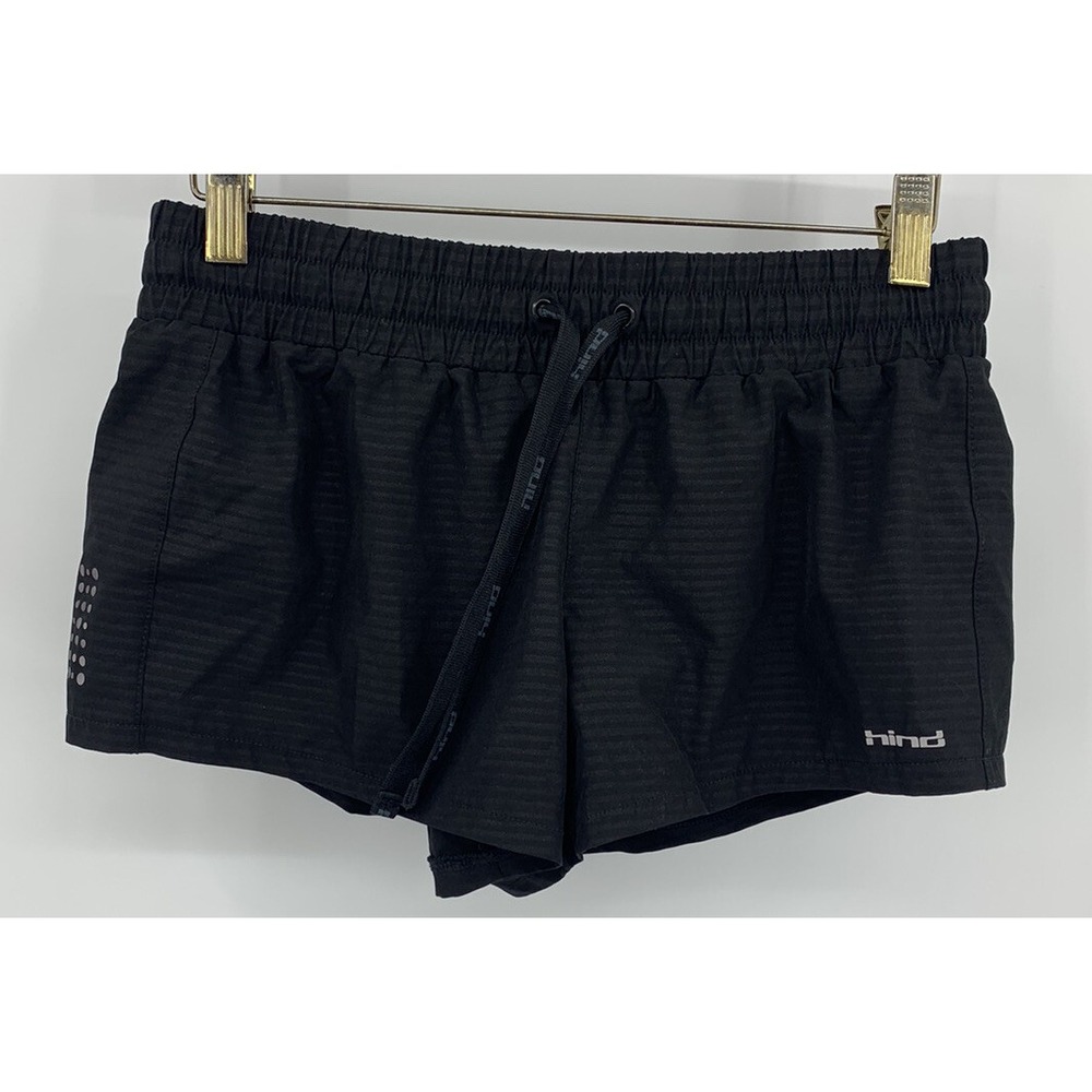 Hind Athletic Running Lined Shorts Womens Size Small Shadow Stripe Black